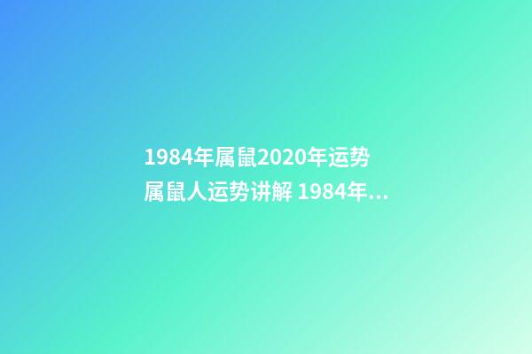 1984年属鼠2020年运势 属鼠人运势讲解 1984年属鼠的人2020年是什么样的运势，比如各方面？-第1张-观点-玄机派